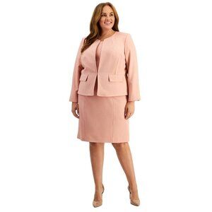 NWT Le Suit Plus Size Two-piece Dress Suit Dusty Rose 24 W MSRP $330